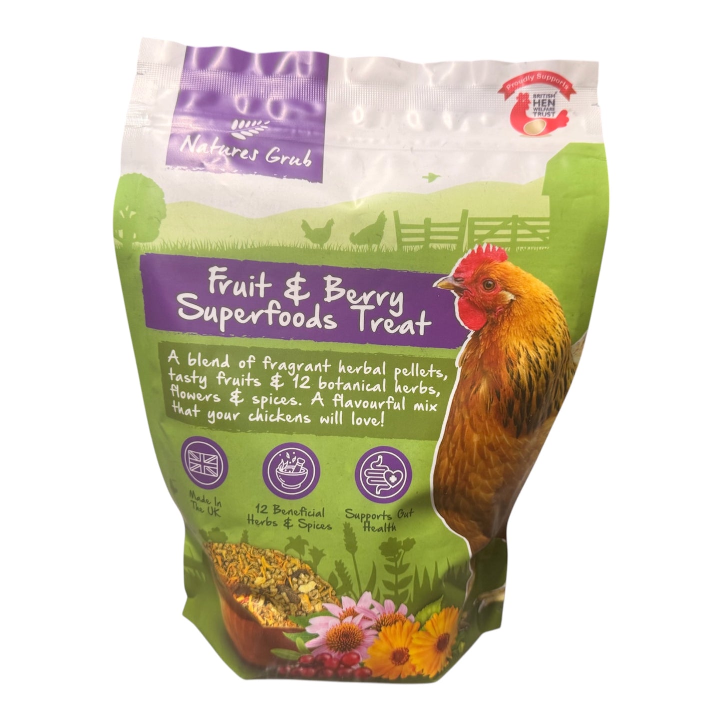 Natures Grub Fruit & Berry Superfoods Treat – Healthy Chicken Treat with Herbs & Botanicals 600g