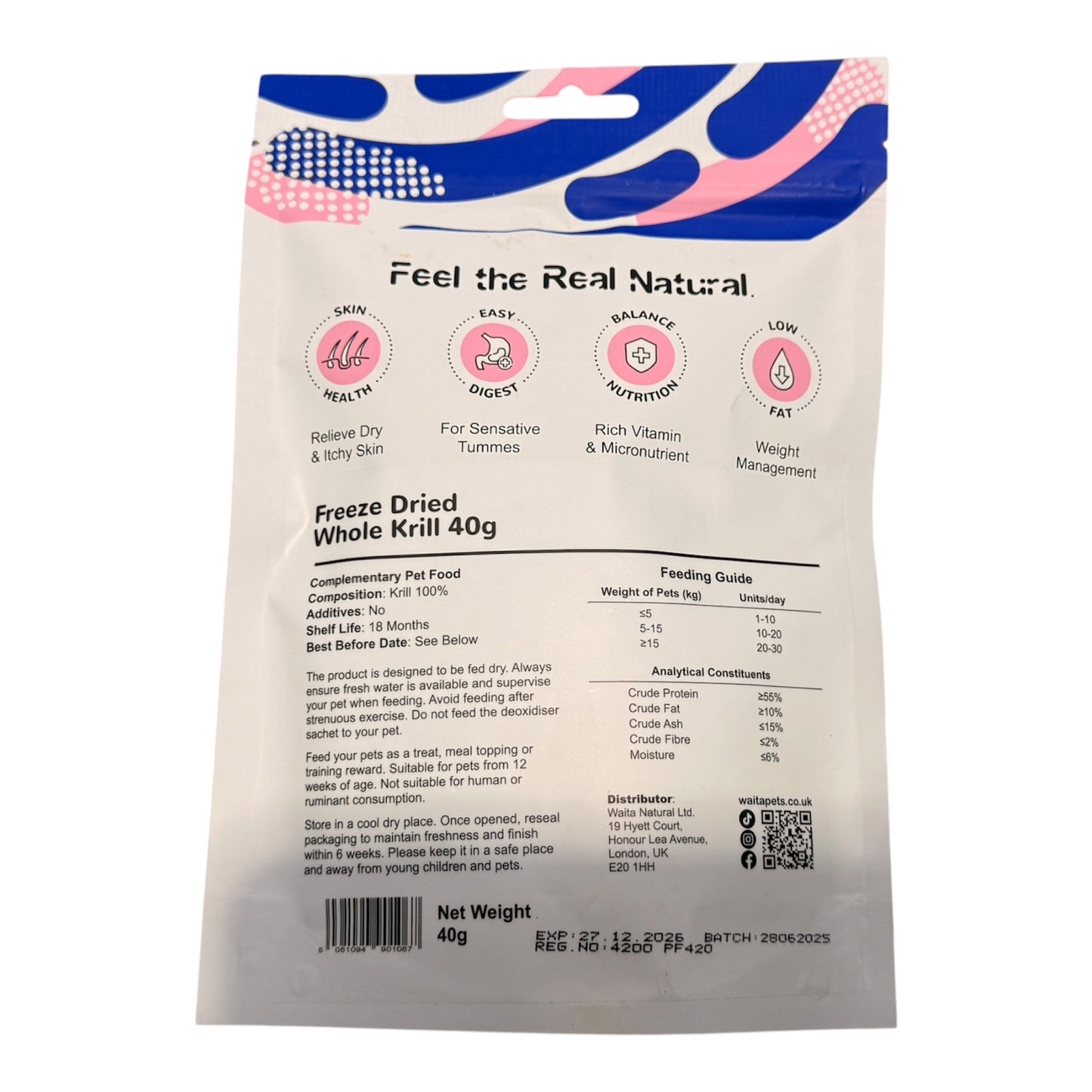 Waita freeze dried - Whole Krill - dog and cat treat 40g
