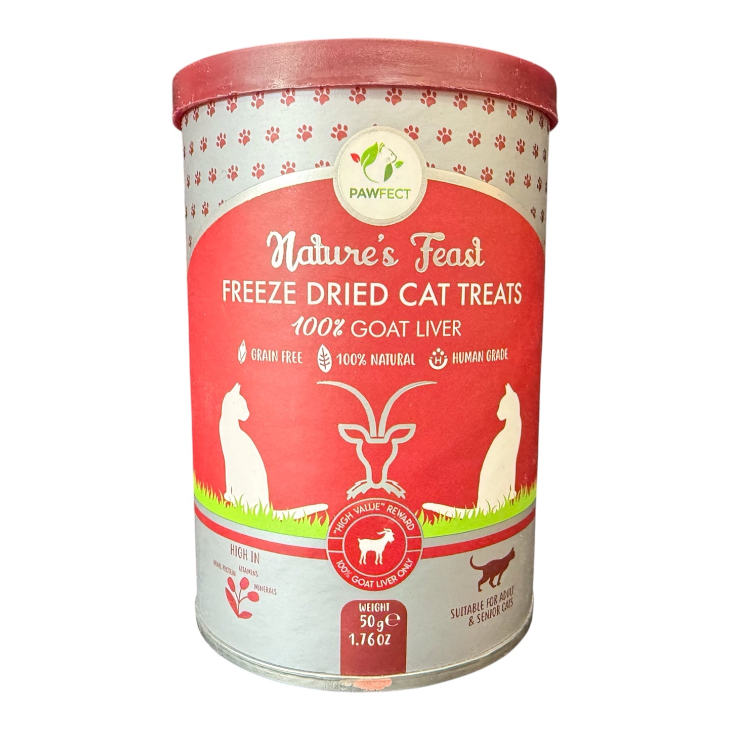 Pawfect Nature’s Feast Freeze Dried Cat Treats – 100% Goat Liver (50g)