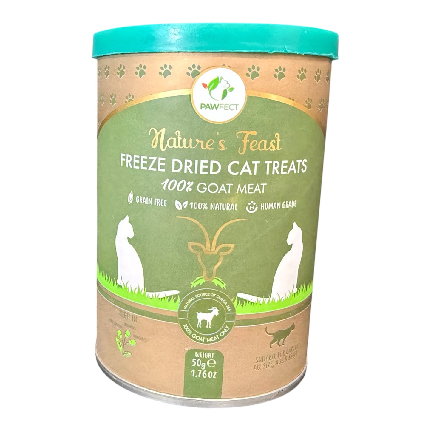 Pawfect Nature’s Feast Freeze Dried Cat Treats – 100% Goat Meat (50g)