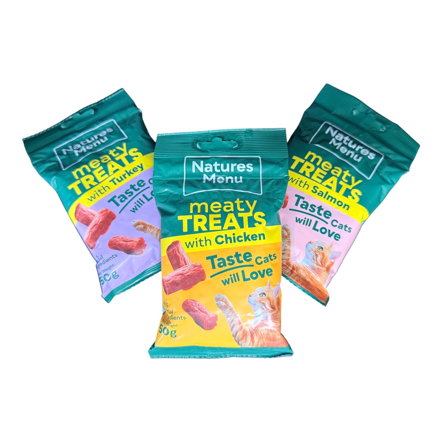 Natures Menu Meaty Cat Treats – Chicken, Salmon or Turkey (50g)