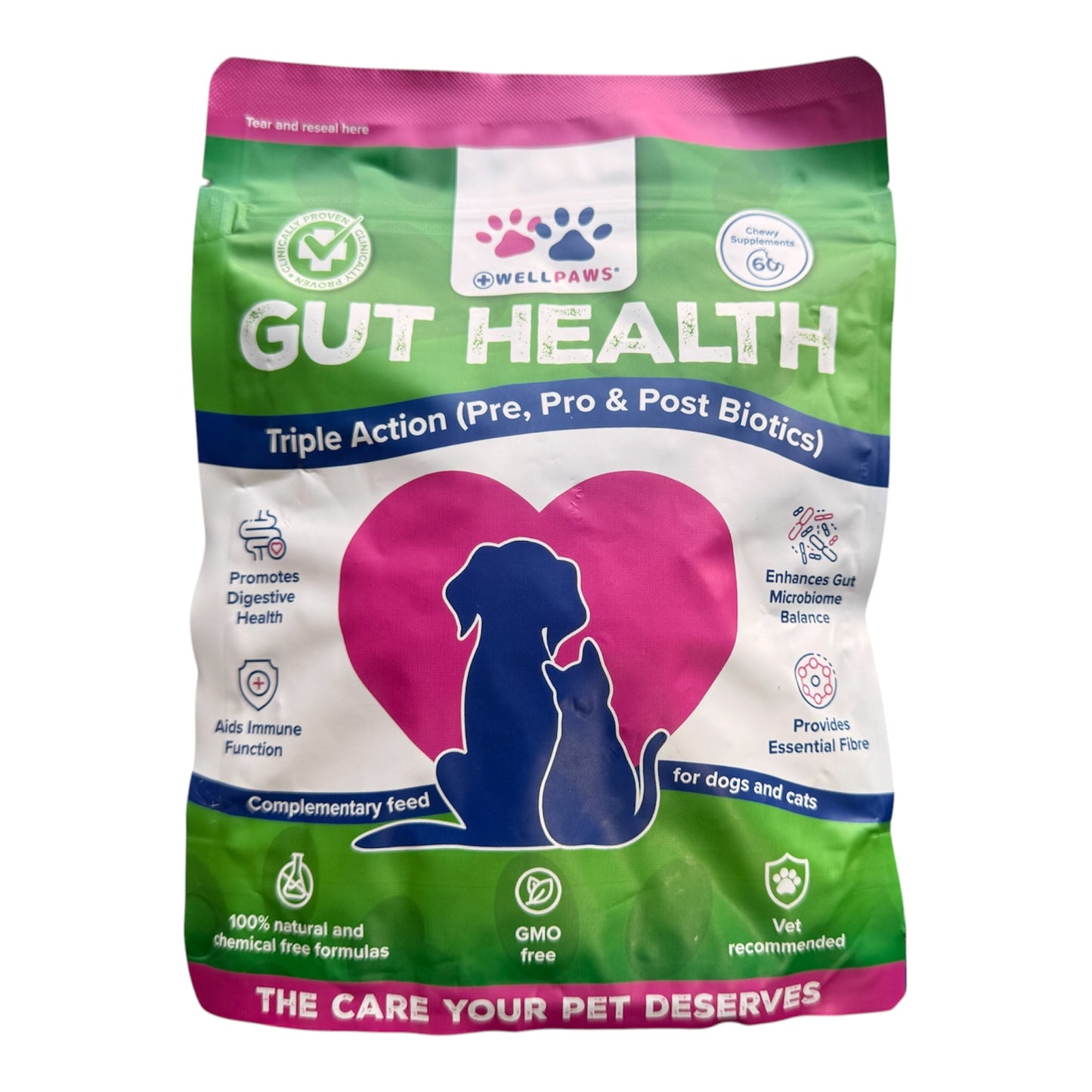 WellPaws Gut Health Chewy Supplements for Dogs & Cats – 180g