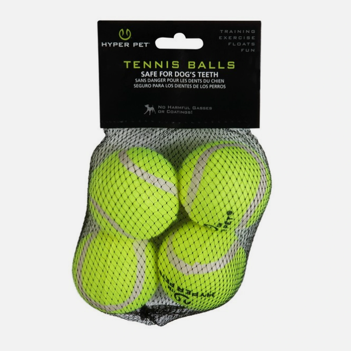 Hyper Pet Tennis Balls – Green, 4 Pack – available from Woofingtons