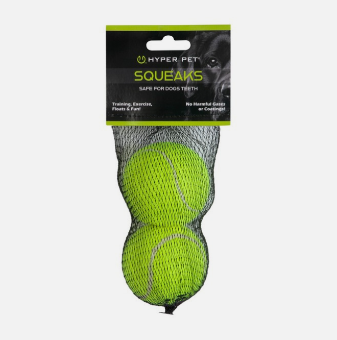 Hyper Pet Squeaks Tennis Balls – Green, 2 Pack