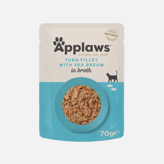Applaws Cat Pouch Tuna Fillet and Seabream 70g – available from Woofingtons