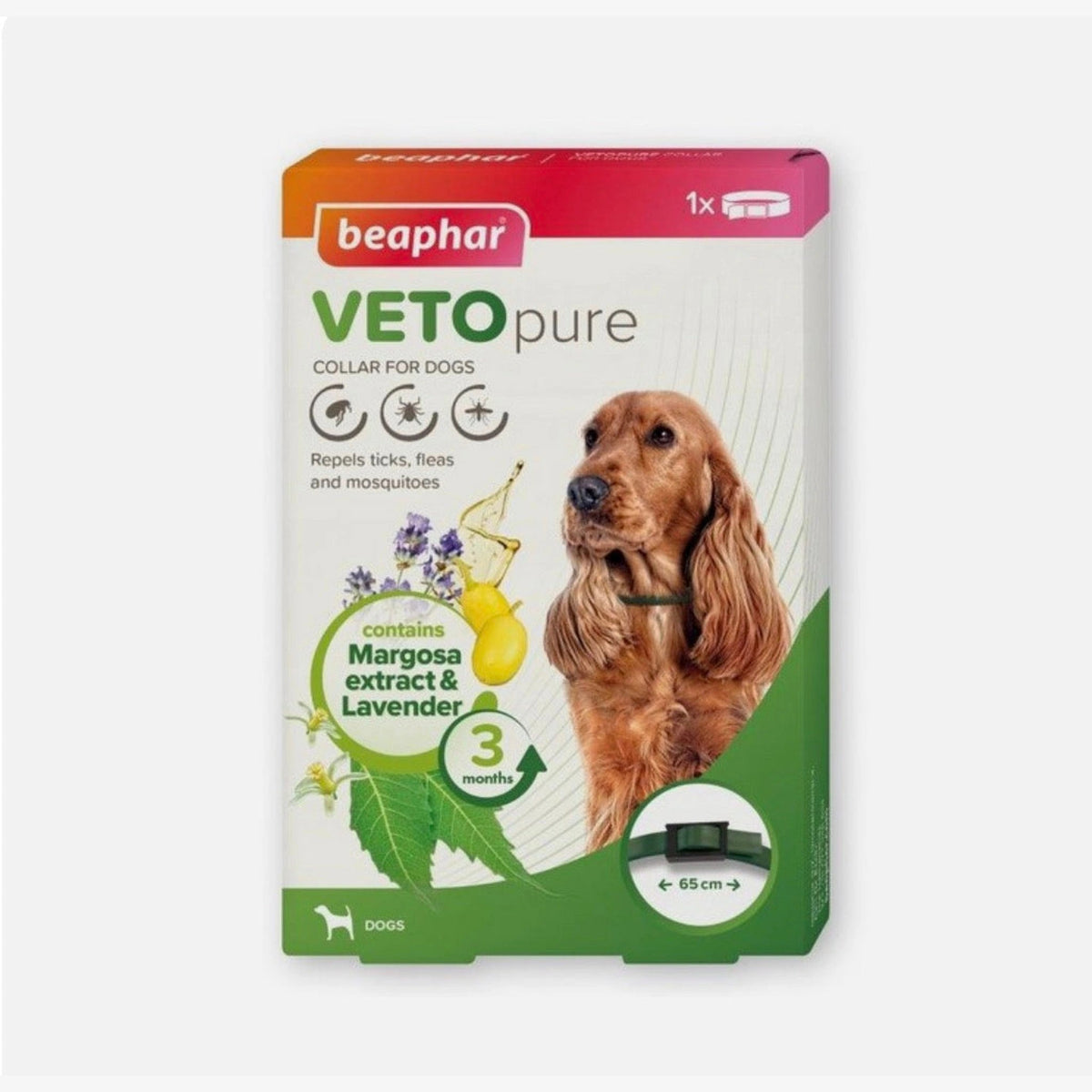 Beaphar VETOpure Flea Collar for Dogs 65cm – Natural Long-Lasting Protection – available from Woofingtons