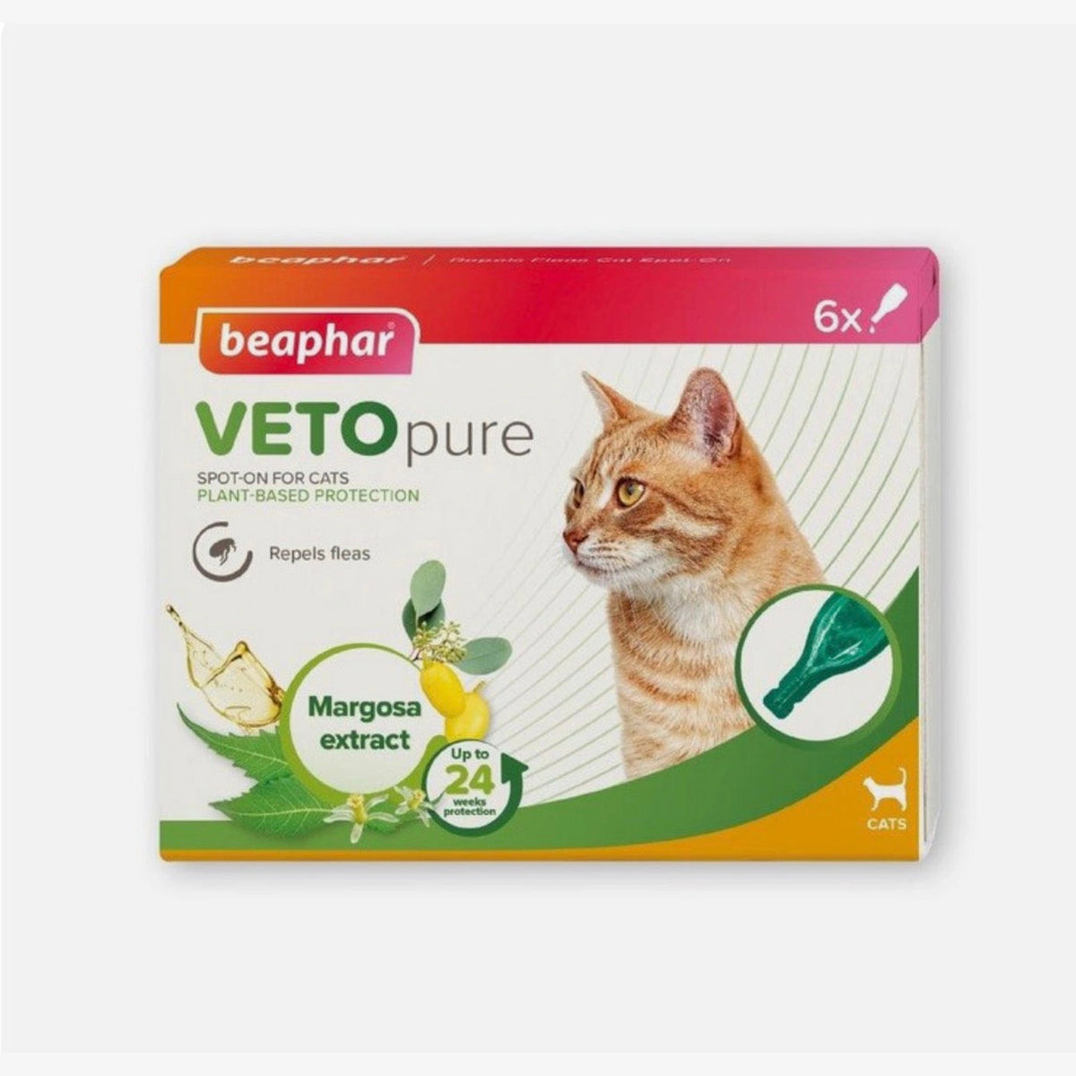 Beaphar VETOpure Flea & Tick Cat Spot-On – 6 Pipettes – available from Woofingtons