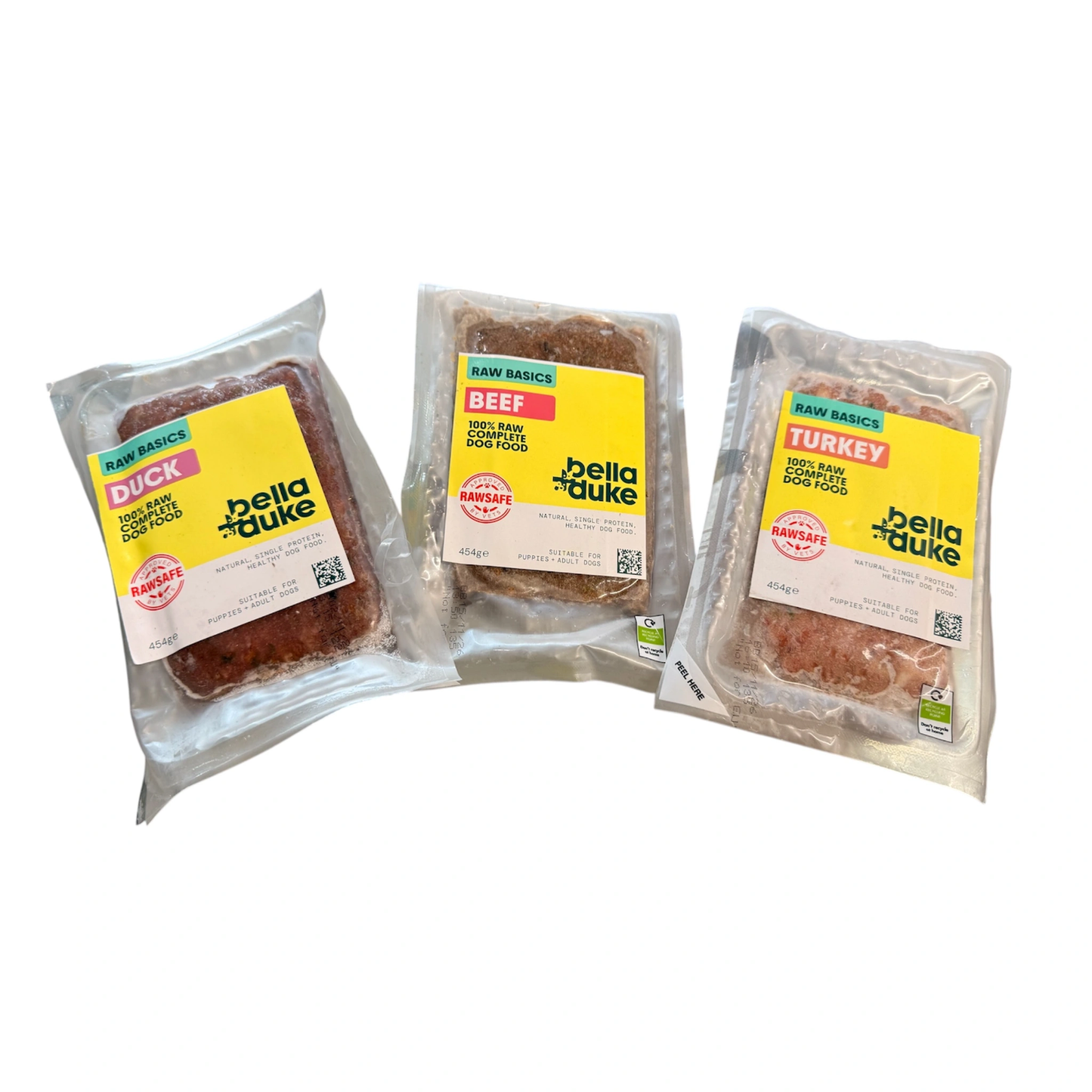 Bella & Duke Basics Raw Dog Food Range - 454g – available from Woofingtons