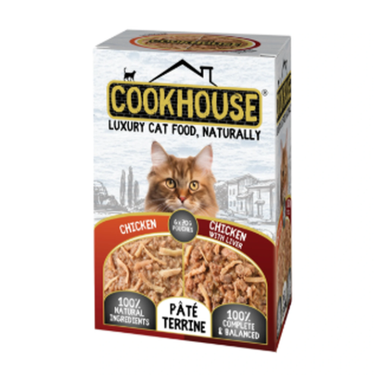 COOKHOUSE Luxury Cat Food - Terrines - Chicken with Liver - 6 x 70g – available from Woofingtons