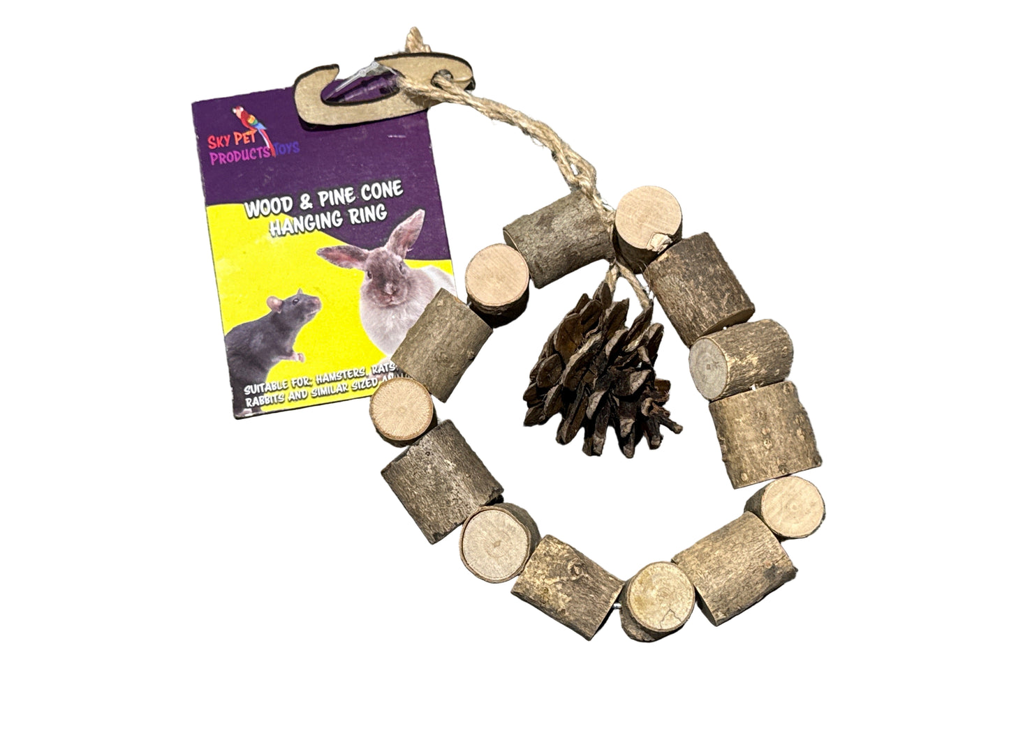 Little Zoo Wood and Pine Cone Hanging Ring - 8323 – available from Woofingtons