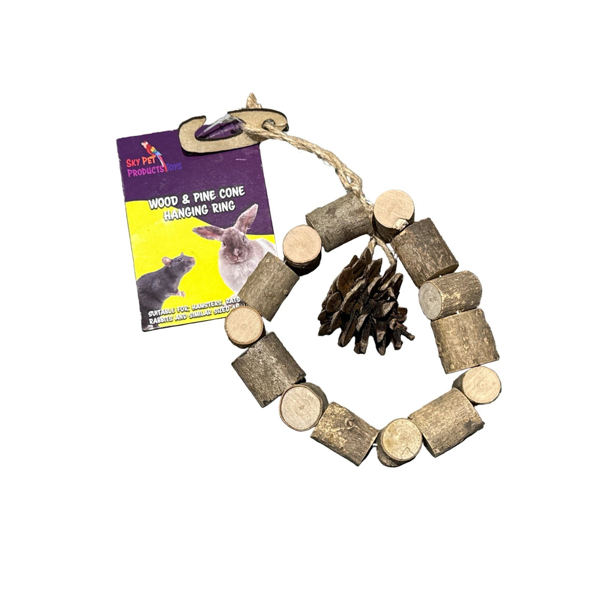 Little Zoo Wood and Pine Cone Hanging Ring - 8323 – available from Woofingtons