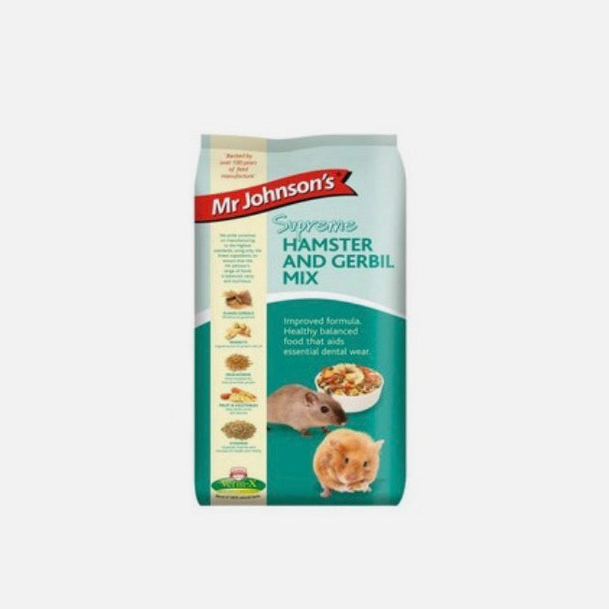 Mr Johnsons Supreme Hamster and Gerbil Mix 900g – available from Woofingtons