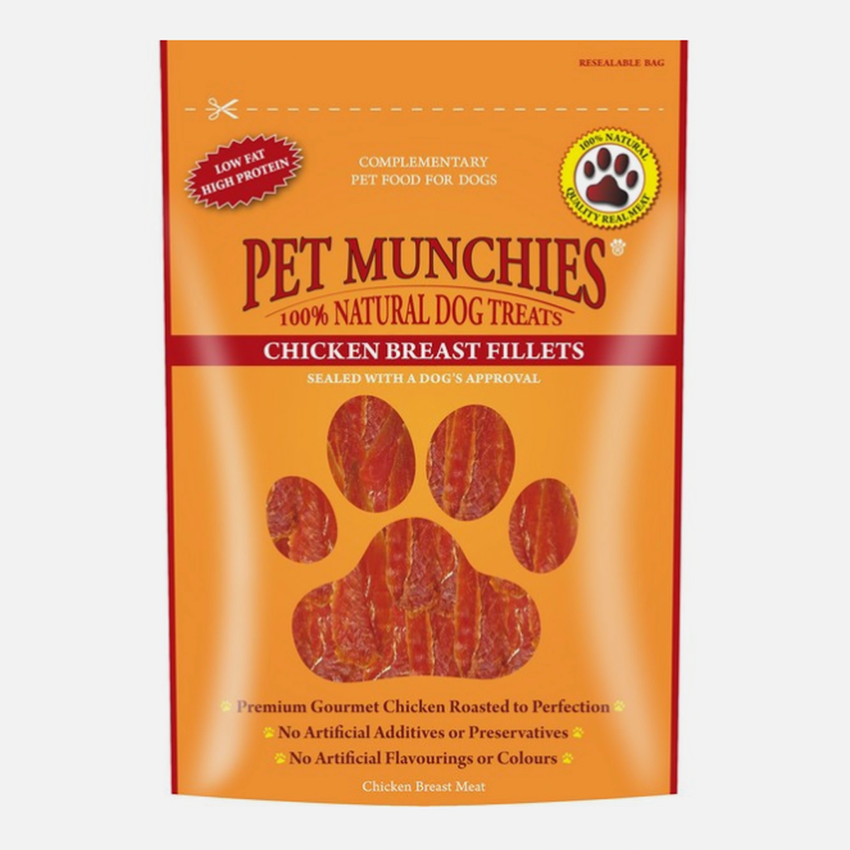 Pet Munchies Chicken Breast Fillet 100g – available from Woofingtons