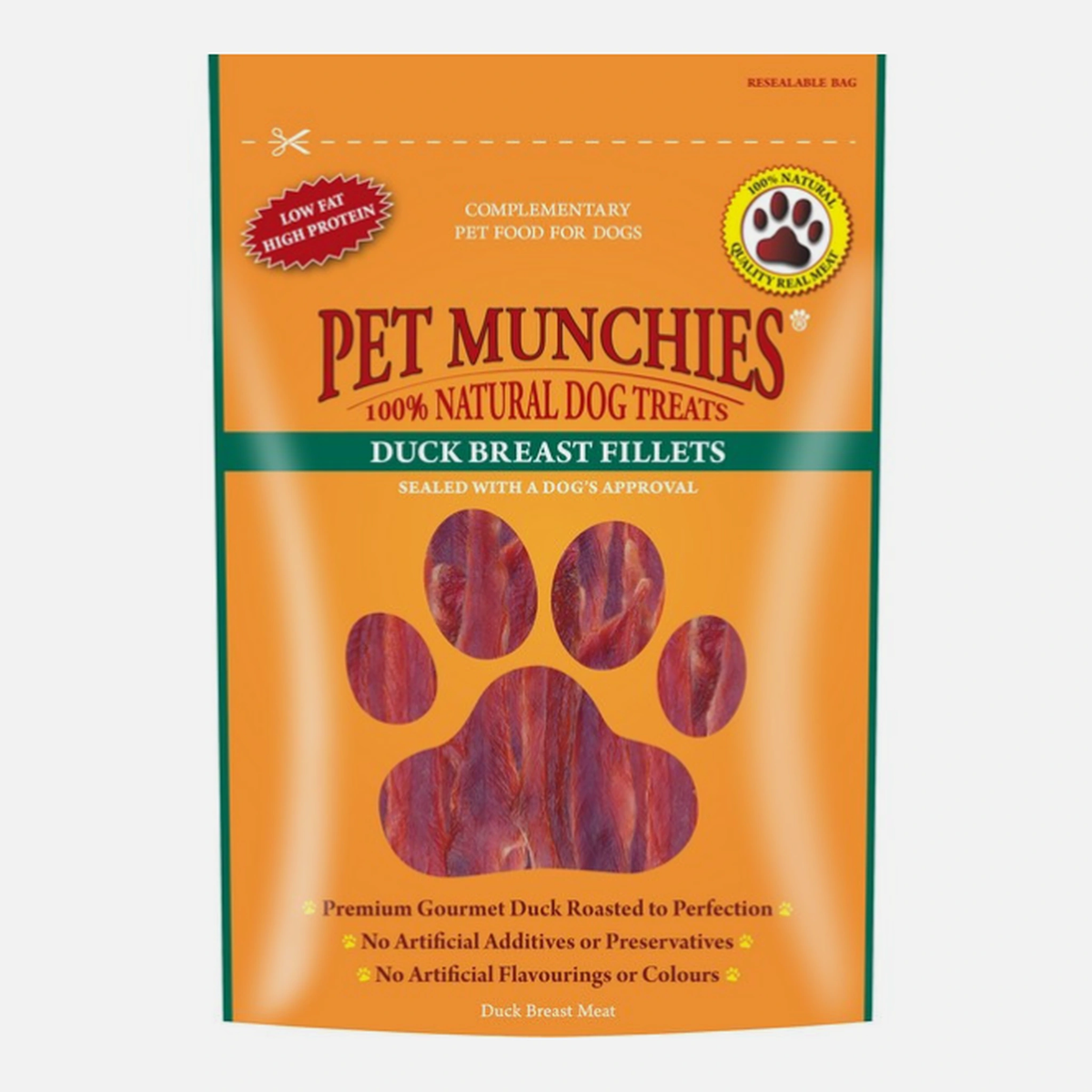 Pet Munchies Duck Breast Fillet 80g – available from Woofingtons