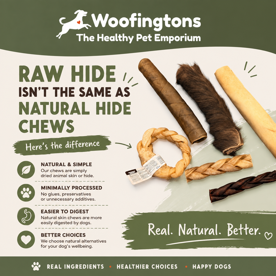 Rawhide vs Natural Dog Chews: What’s the Difference?