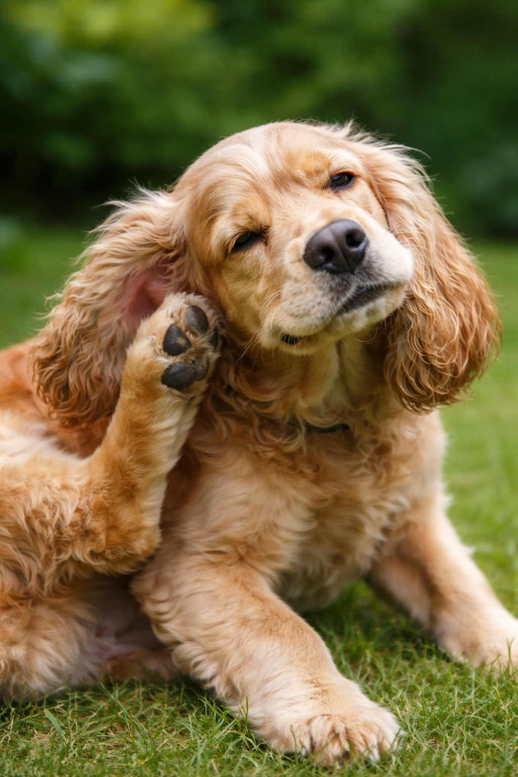 Dog showing signs of itchy skin