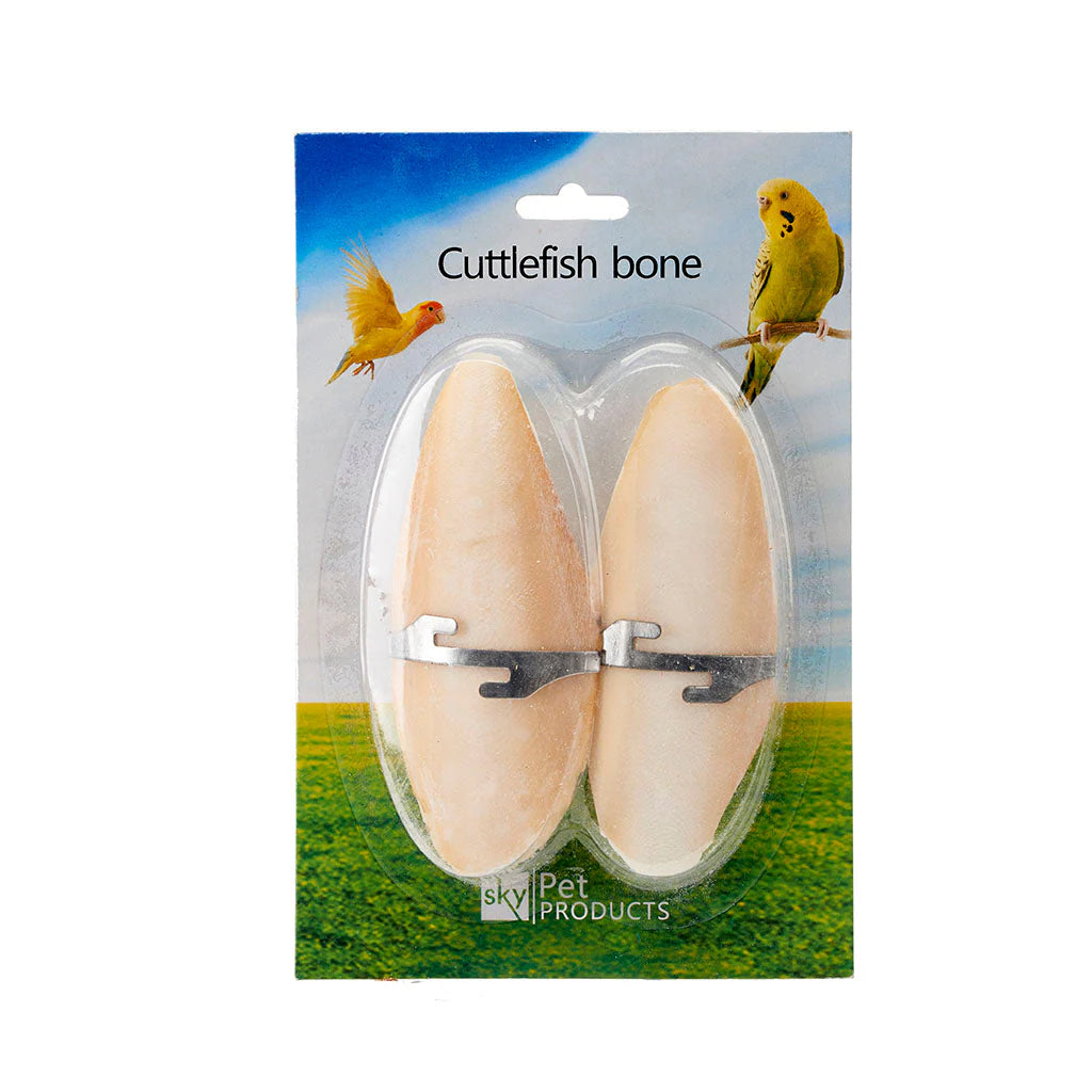 2 Pack Cuttlebone with Holder for Birds – Natural Calcium Supplement – available from Woofingtons