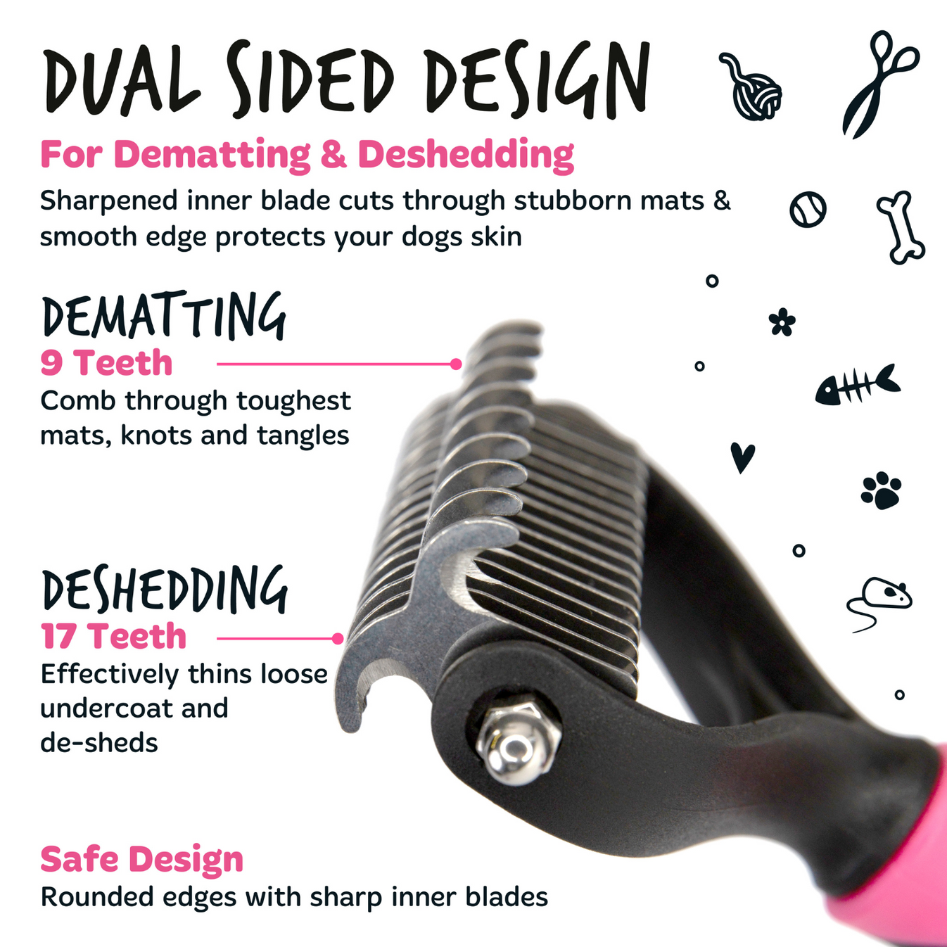 Bugalugs Dematting Rake Double-sided Grooming Comb image 2