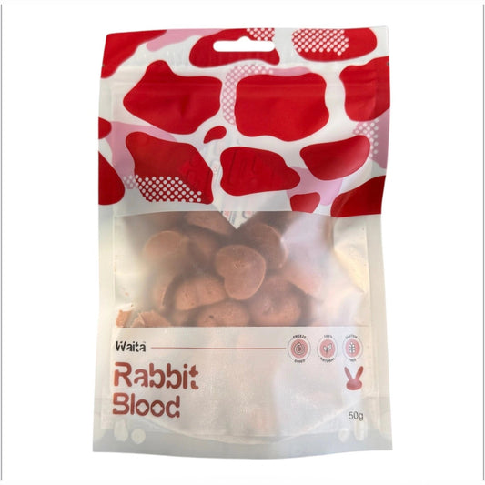 Waita Freeze Dried Rabbit Blood Cubes 50g – available from Woofingtons