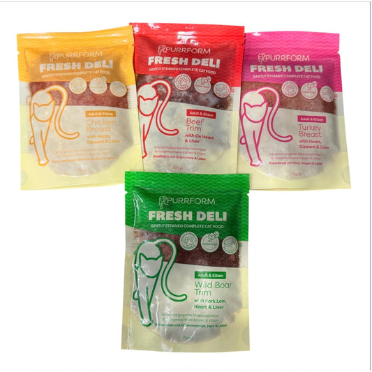 Purrform Fresh Deli Gently Steamed Cat Food 70g – available from Woofingtons