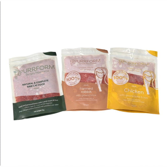 Purrform Raw Cat Food Pouches – 70g – available from Woofingtons