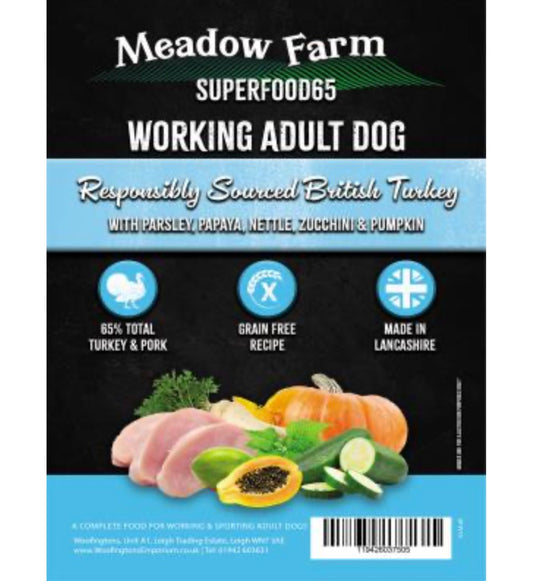 Meadow Farm - British Free Range Turkey Super Blend Grain Free - Adult Dog Food