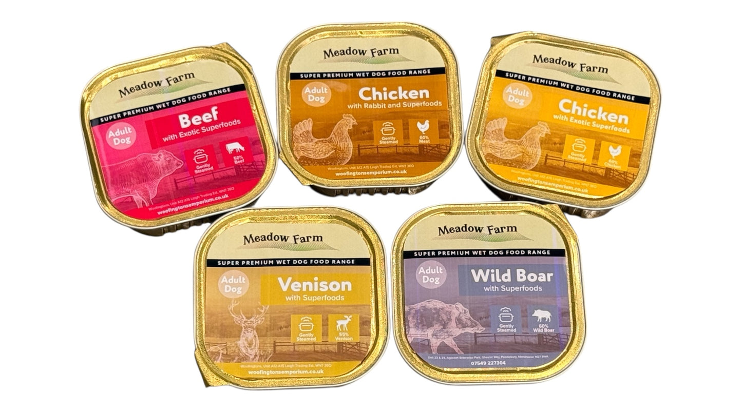 Meadow Farm Super Premium Wet Dog Food with Superfoods – High Protein Complete Dog Meals 300g