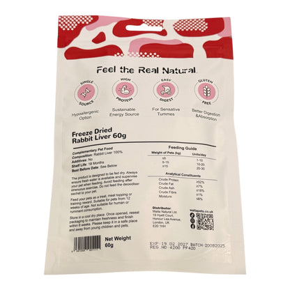 Waita freeze dried - Rabbit Liver - dog and cat treat 60g