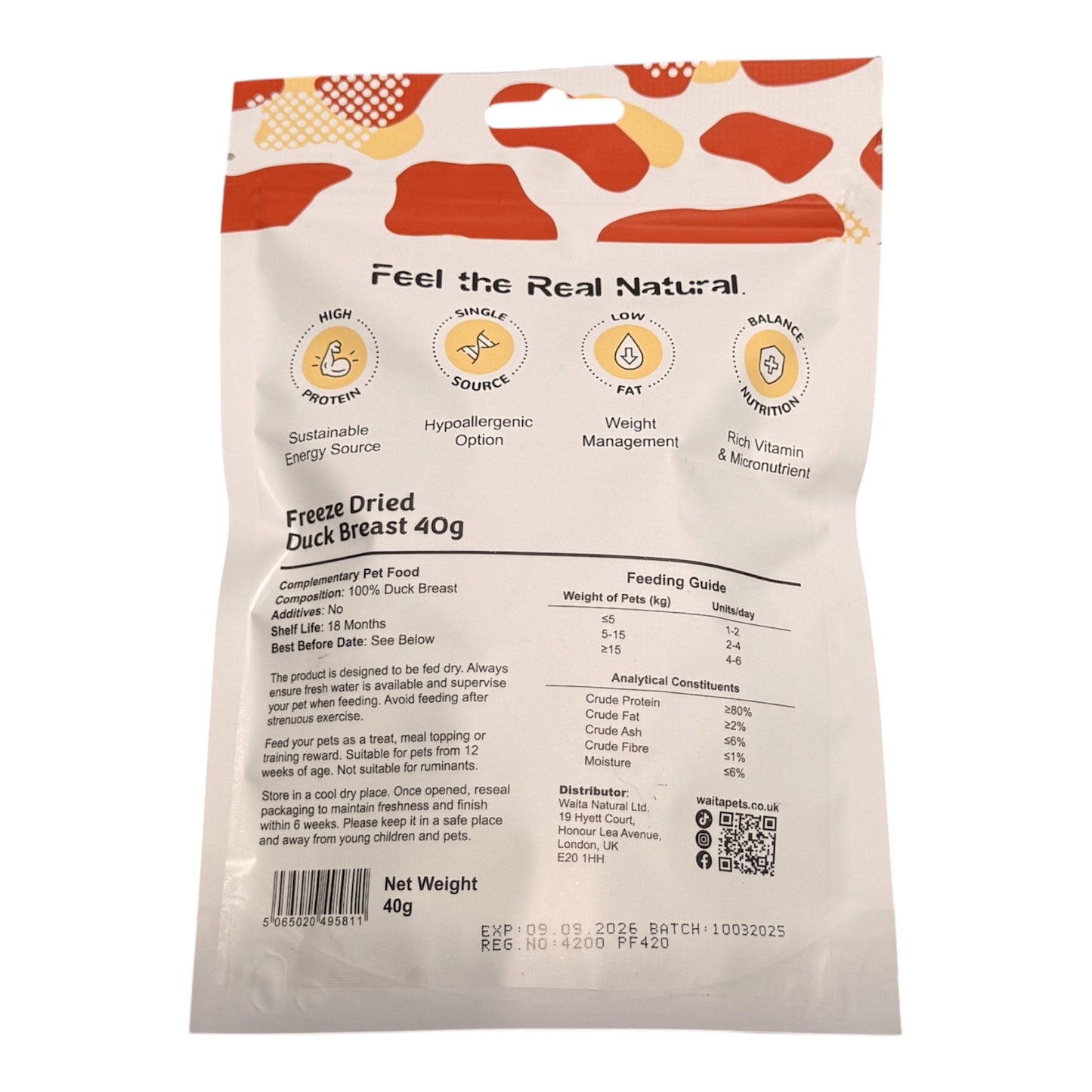 Waita freeze dried - Duck Breast - dog and cat treat 40g