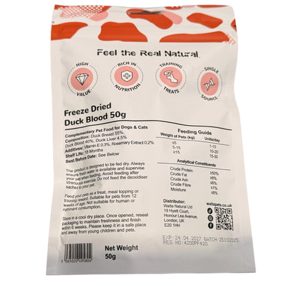 Waita freeze dried - Duck Blood - dog and cat treat 50g