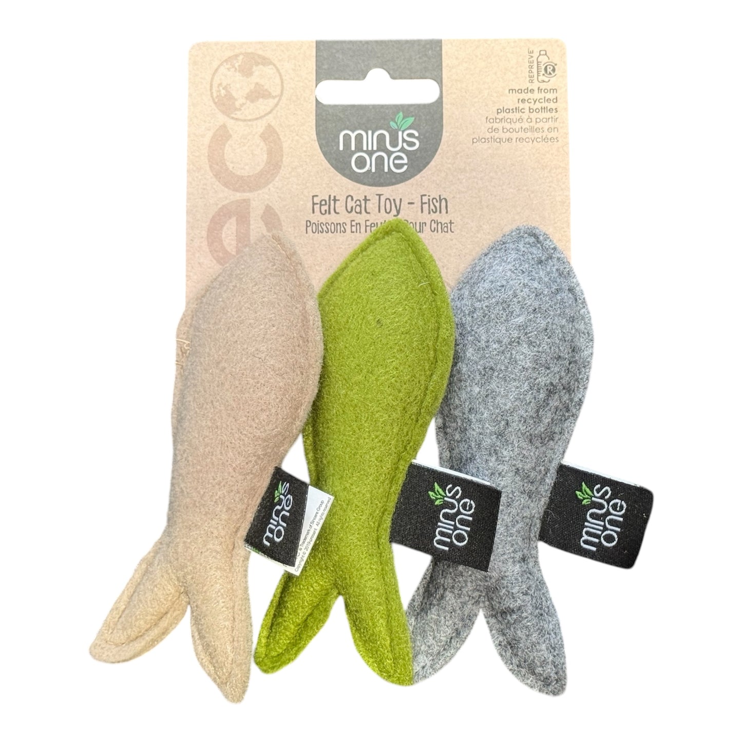 Minus One Felt Fish Cat Toy Set – Eco-Friendly Cat Toys (3 Pack)