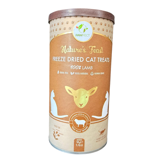 Pawfect Nature’s Feast Freeze Dried Cat Treats – 100% Lamb (50g)