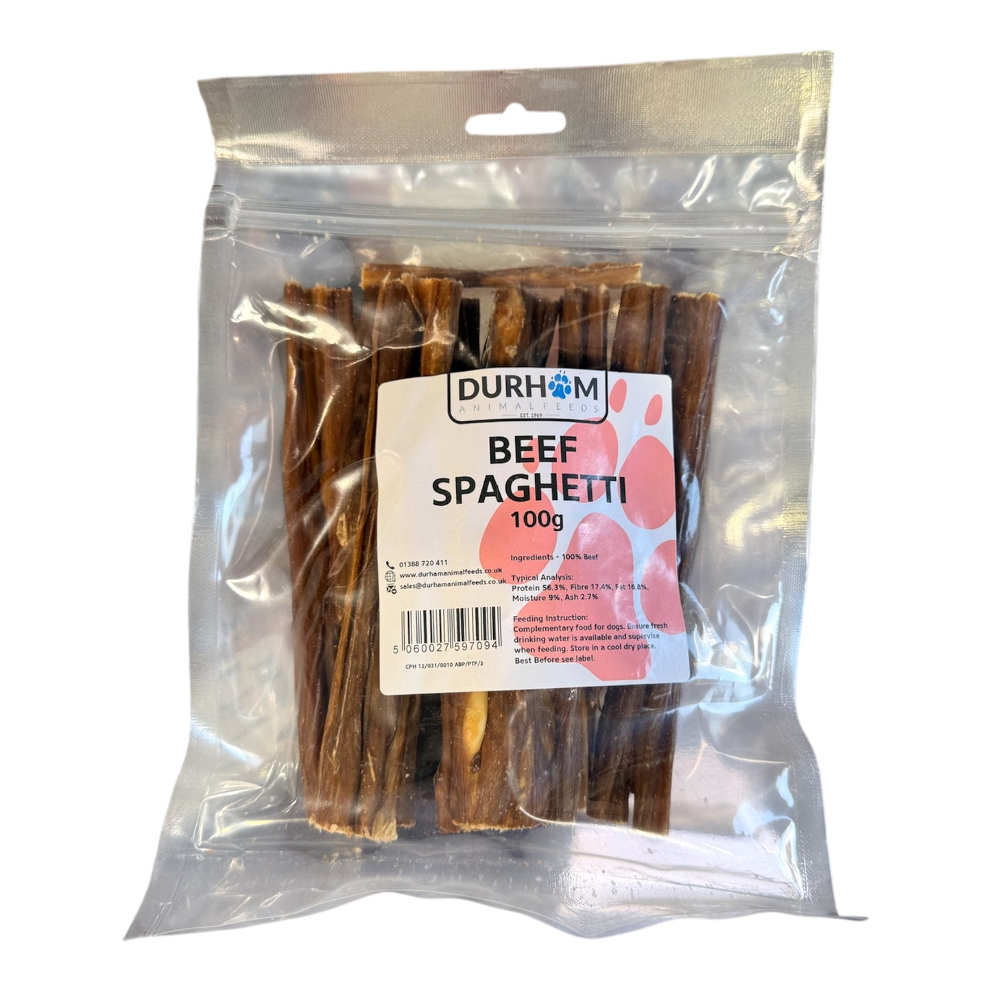 Durham Beef Spaghetti 100g | Natural Beef Dog Treat