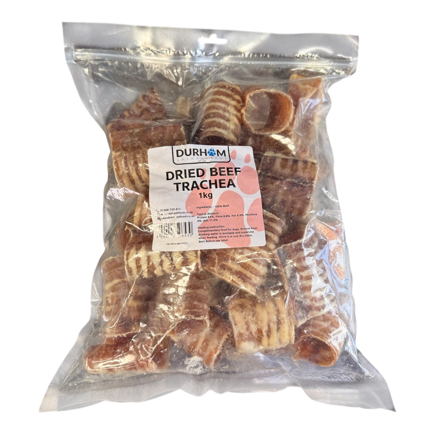 Durham Dried Beef Trachea 1kg | Natural Dog Chews