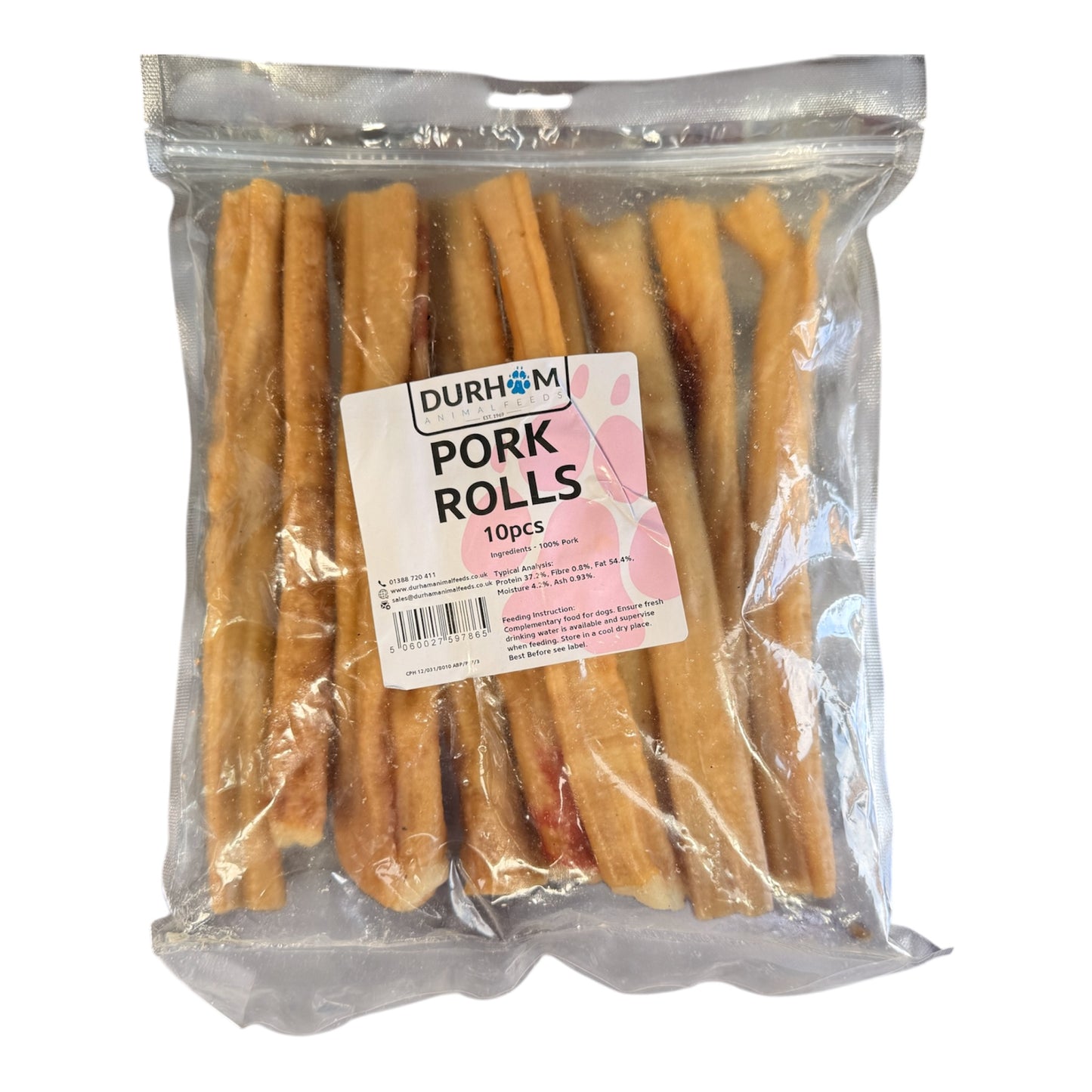 Durham Pork Rolls (10 Pieces) | Natural Pork Dog Chews