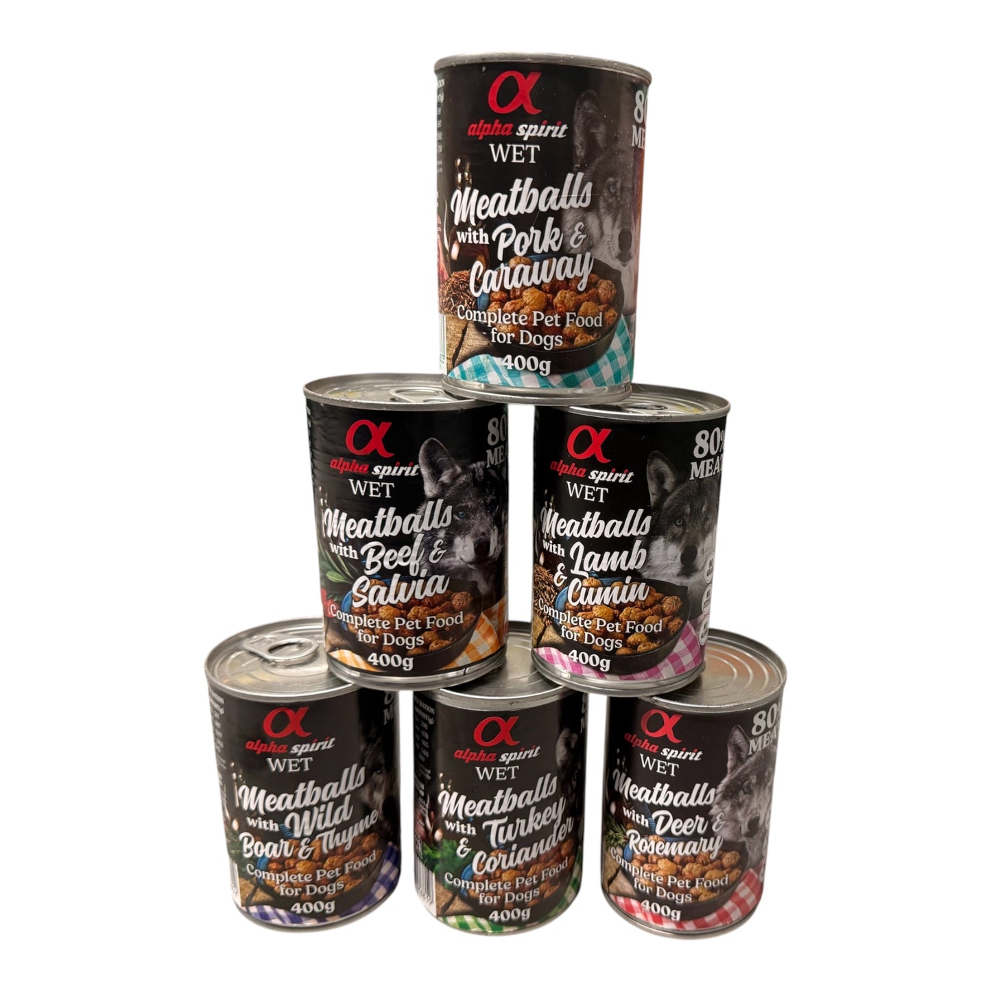 Alpha Spirit Meatballs Wet Dog Food 400g – 80% Meat