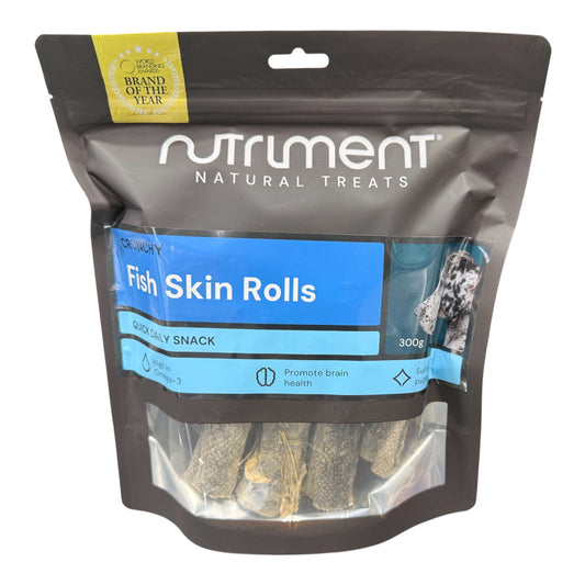 Nutriment Fish Skin Rolls Natural Dog Treats 300g – available from Woofingtons