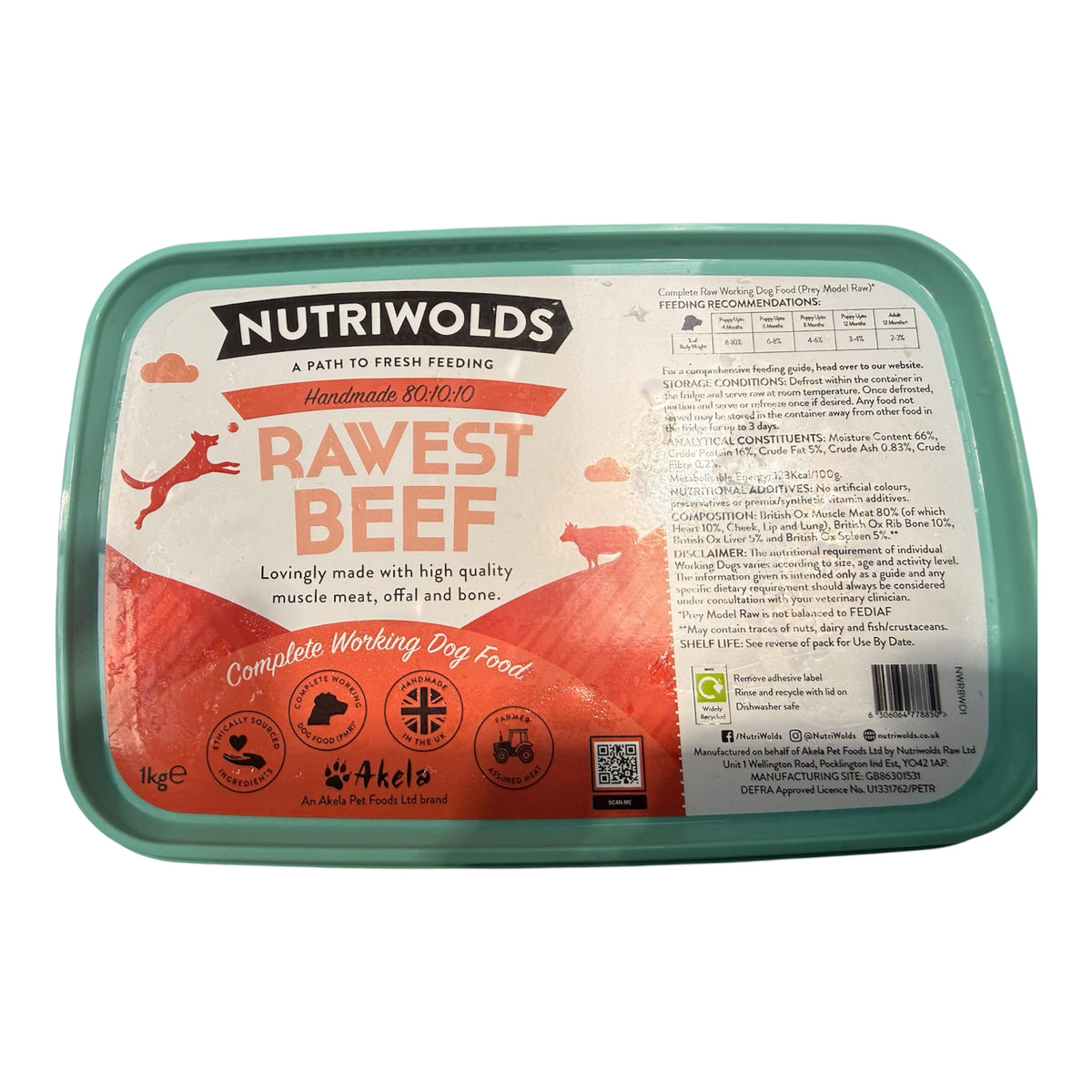 NutriWolds Rawest 80/10/10 Raw Dog Food 1kg