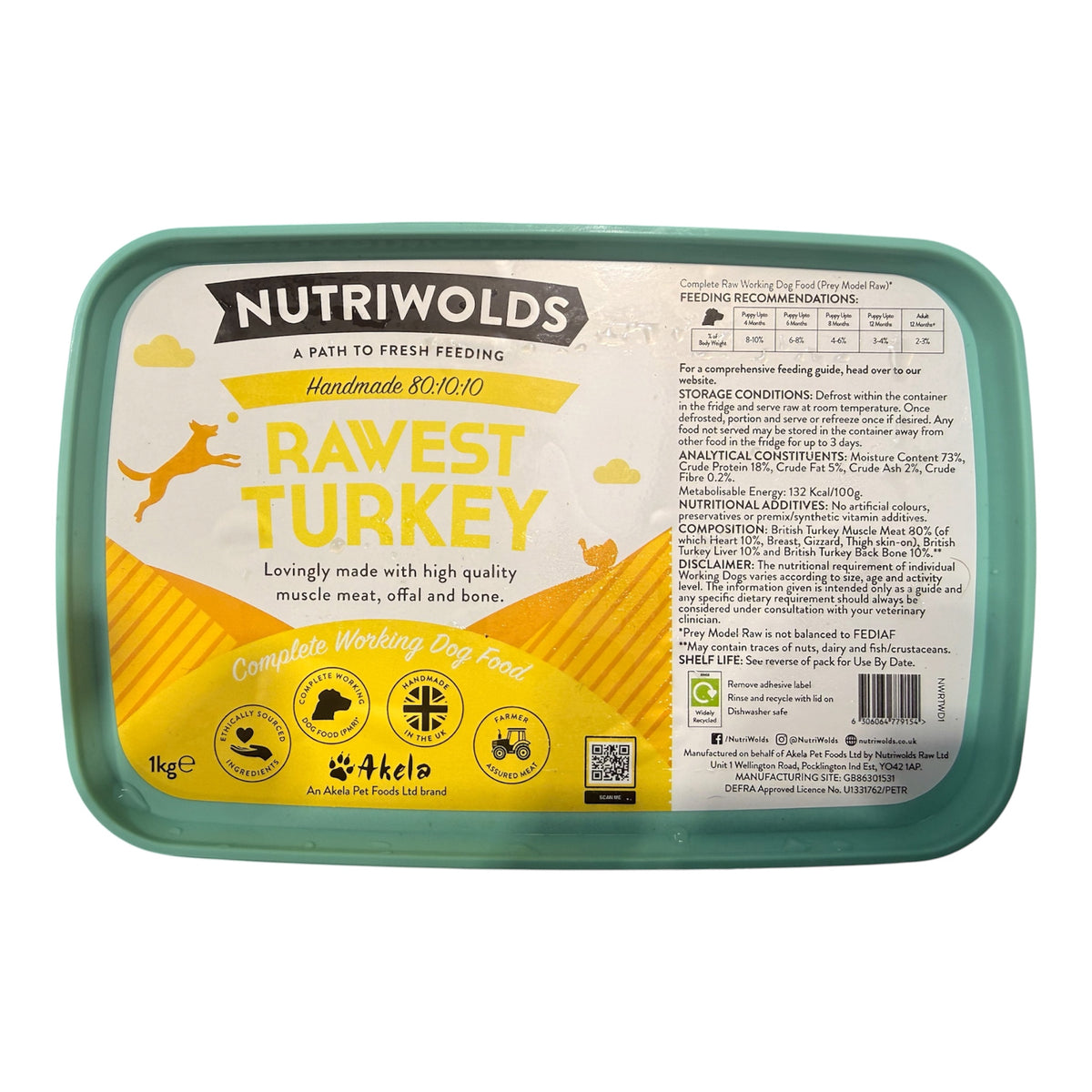 NutriWolds Rawest 80/10/10 Raw Dog Food 1kg