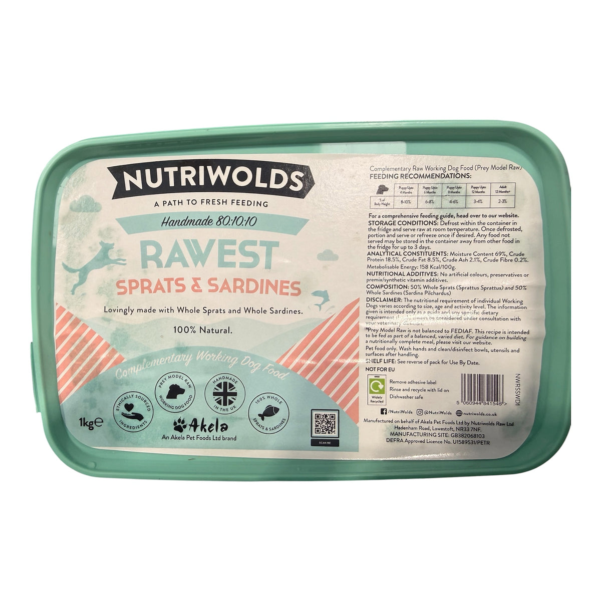 NutriWolds Rawest 80/10/10 Raw Dog Food 1kg