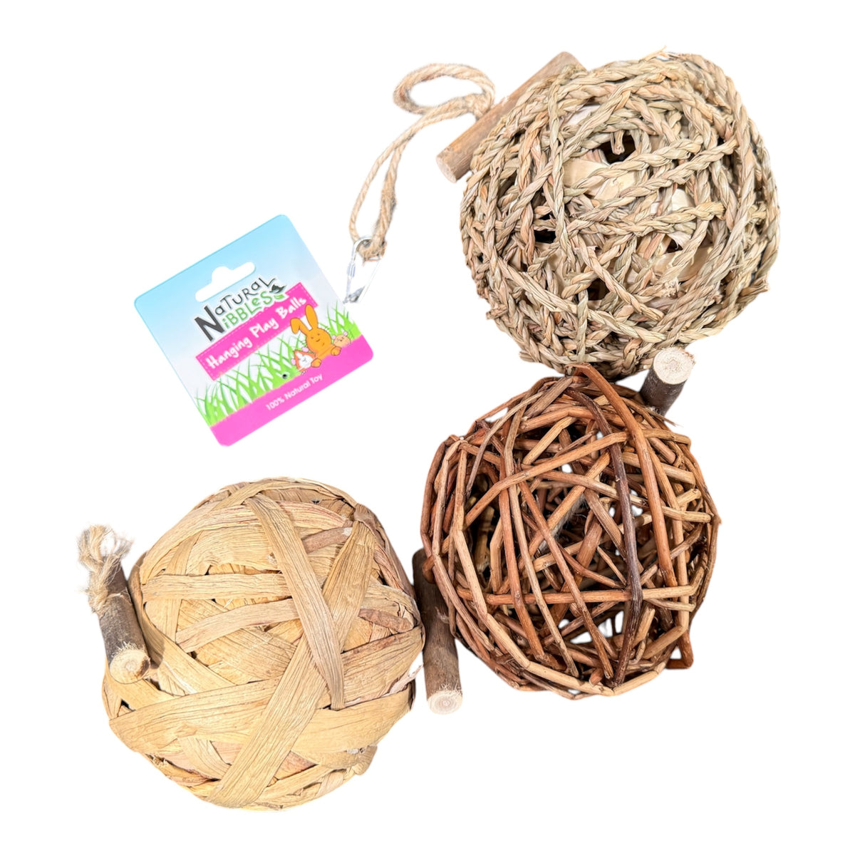 Natural Nibbles Large Seagrass, Willow & Corn Husk Hanging Play Balls