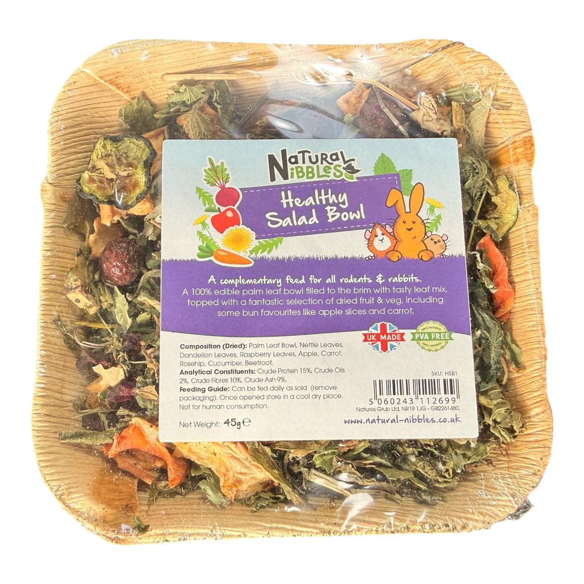 Natural Nibbles Healthy Salad Bowl for Rabbit & Rodent 45g