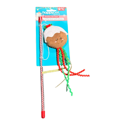 Happy Pet Christmas Pudding Cat Teaser Wand Toy