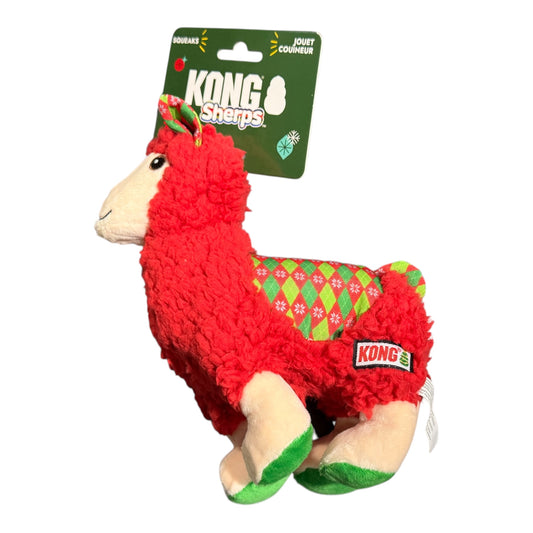 KONG Sherps Christmas Llama Plush Squeaky Dog Toy