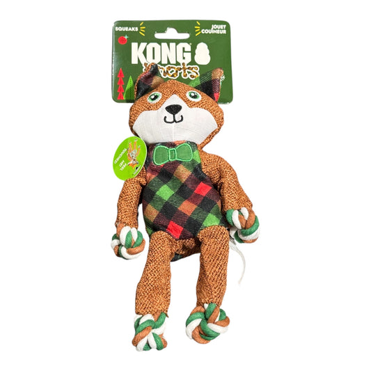 KONG Knots Christmas Fox Plush Squeaky Dog Toy
