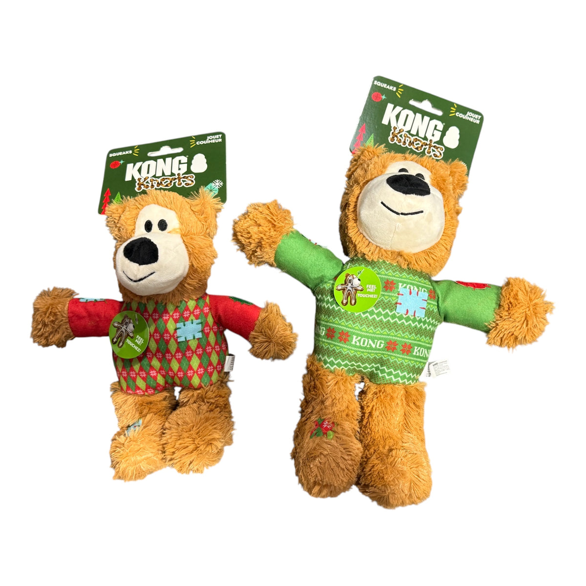 KONG Knots Christmas Bear Plush Squeaky Dog Toy – Medium & Large