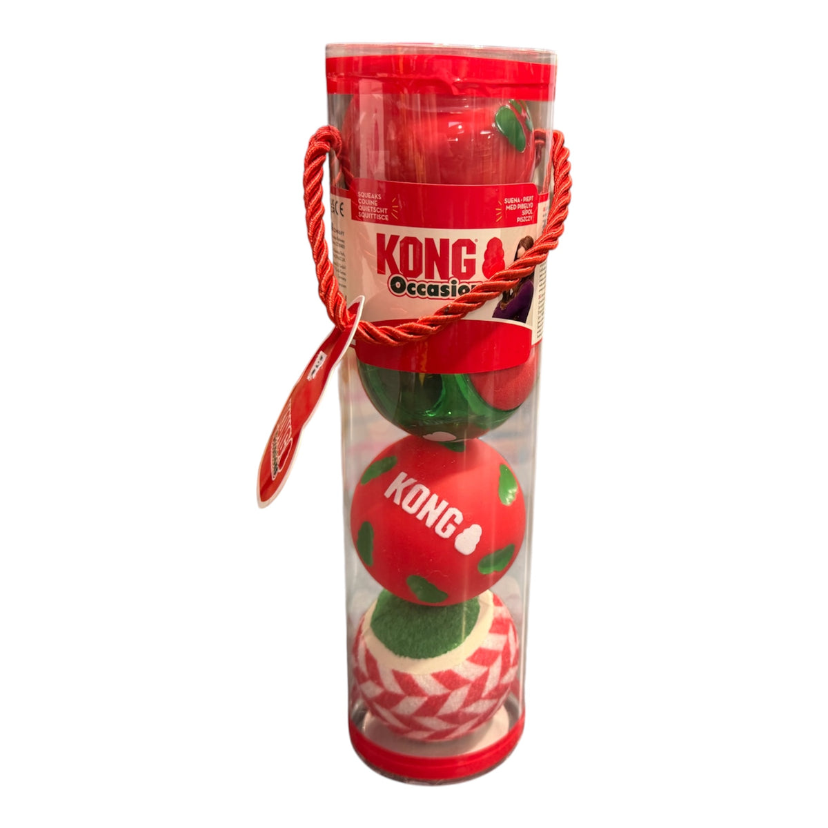 KONG Festive Christmas Dog Balls – 4 Pack