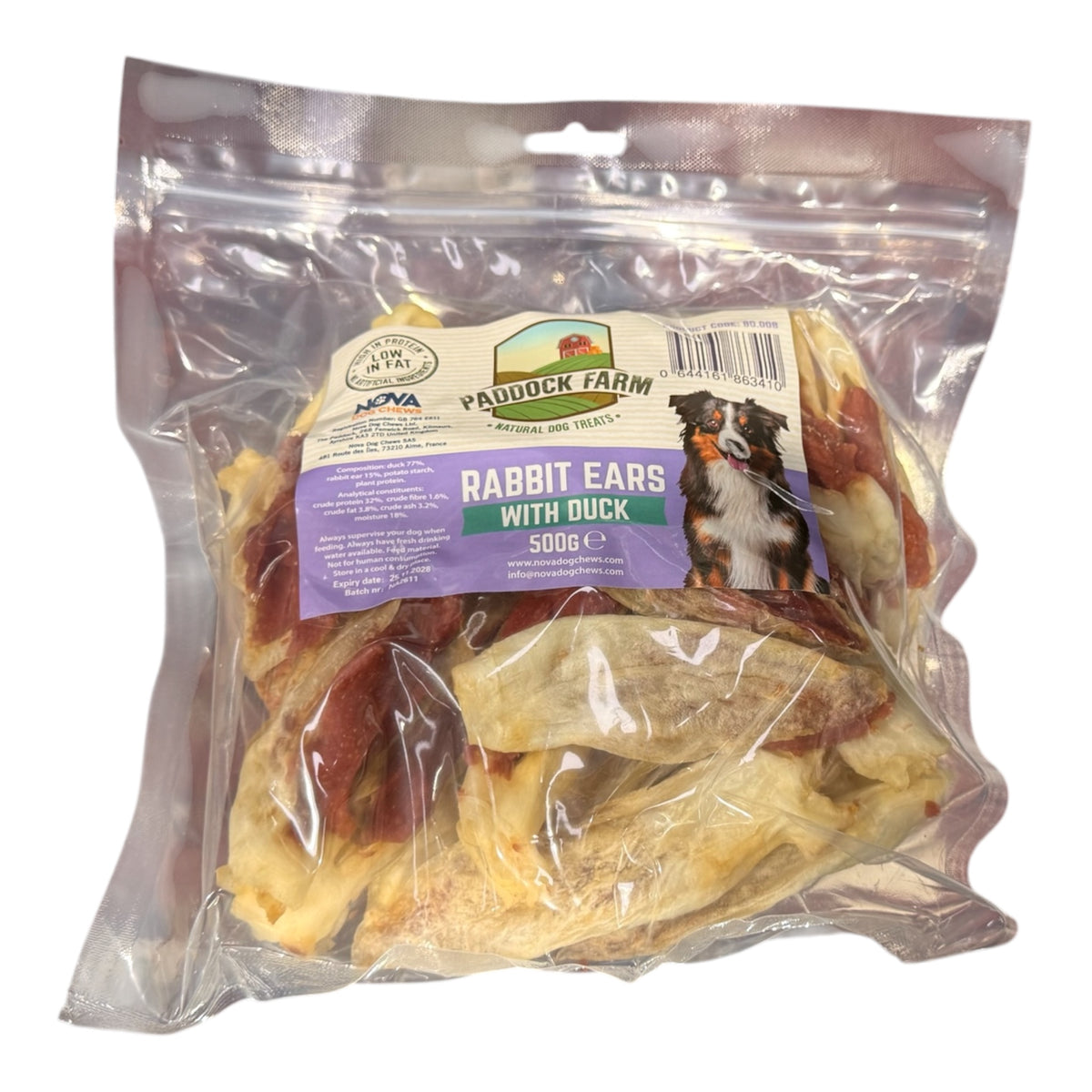 Paddock Farm Rabbit Ears with Meat – Natural Dog Treats 500g