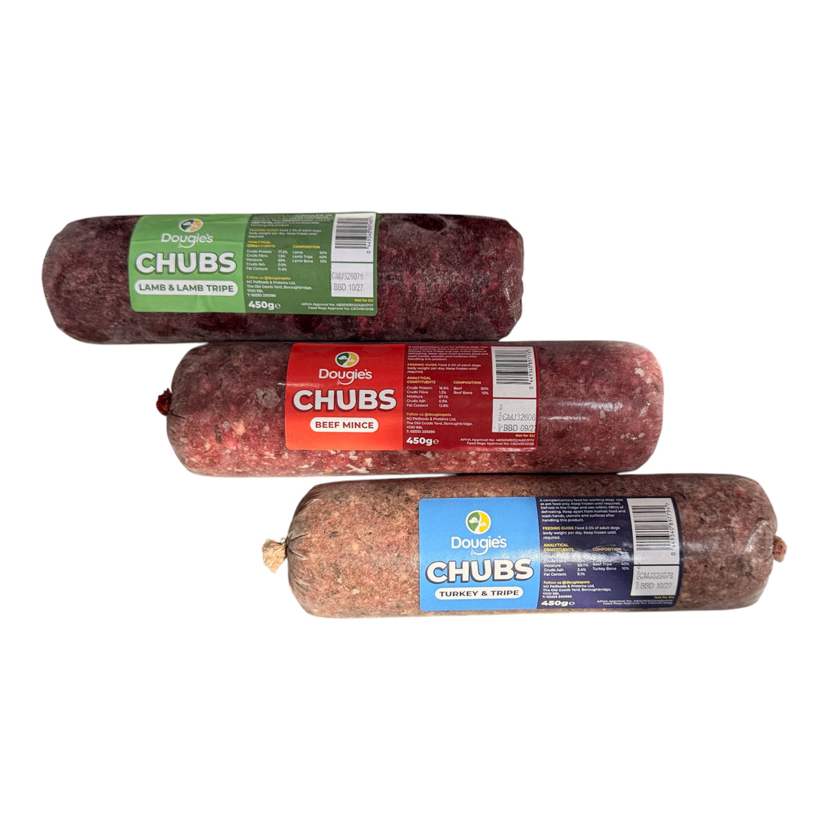 Dougies Chubs 450g raw dog food
