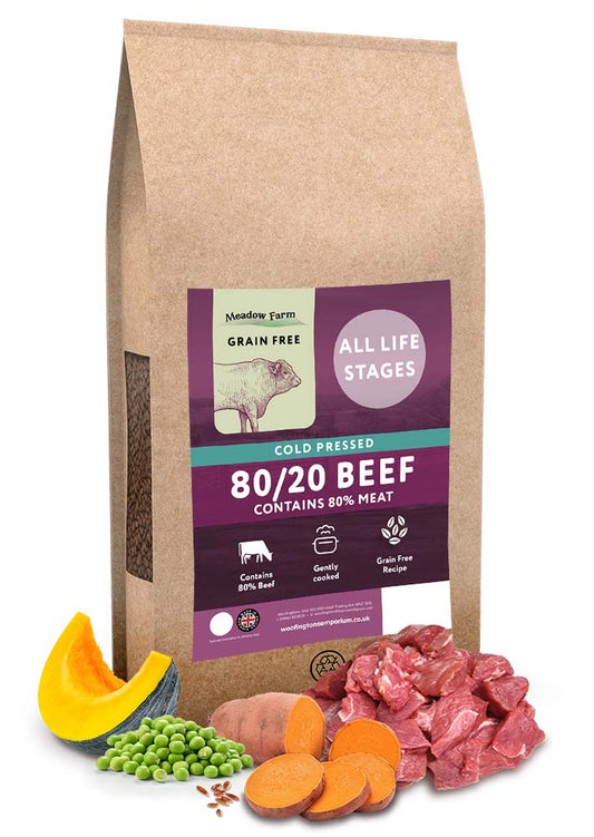 Meadow Farm Cold Pressed Beef 80/20 Dog Food 12kg